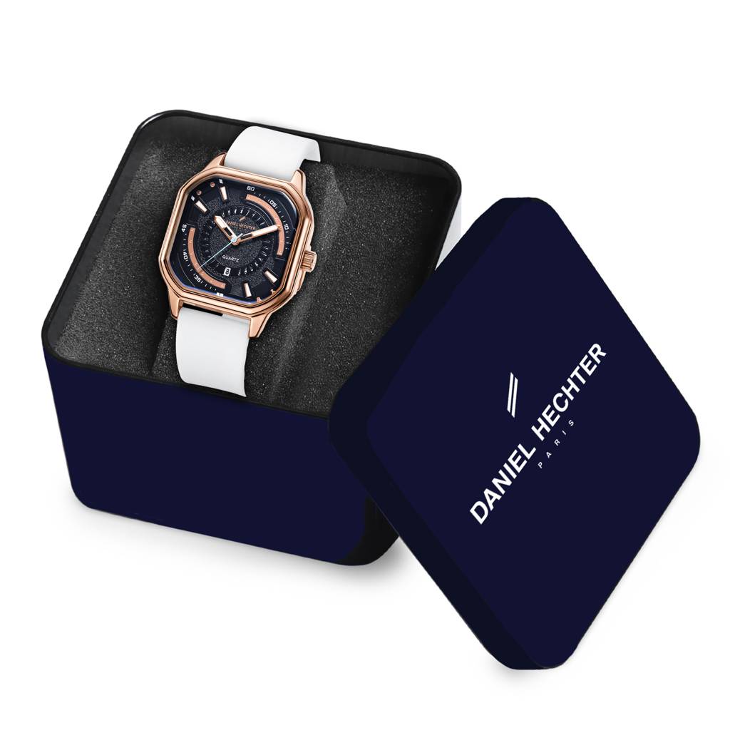 Daniel Hechter Paris Rivoli Collection Modern Analog Watch For Men With Octagon Dial And Silicon Band-Dhm1003 : DHM1003-03