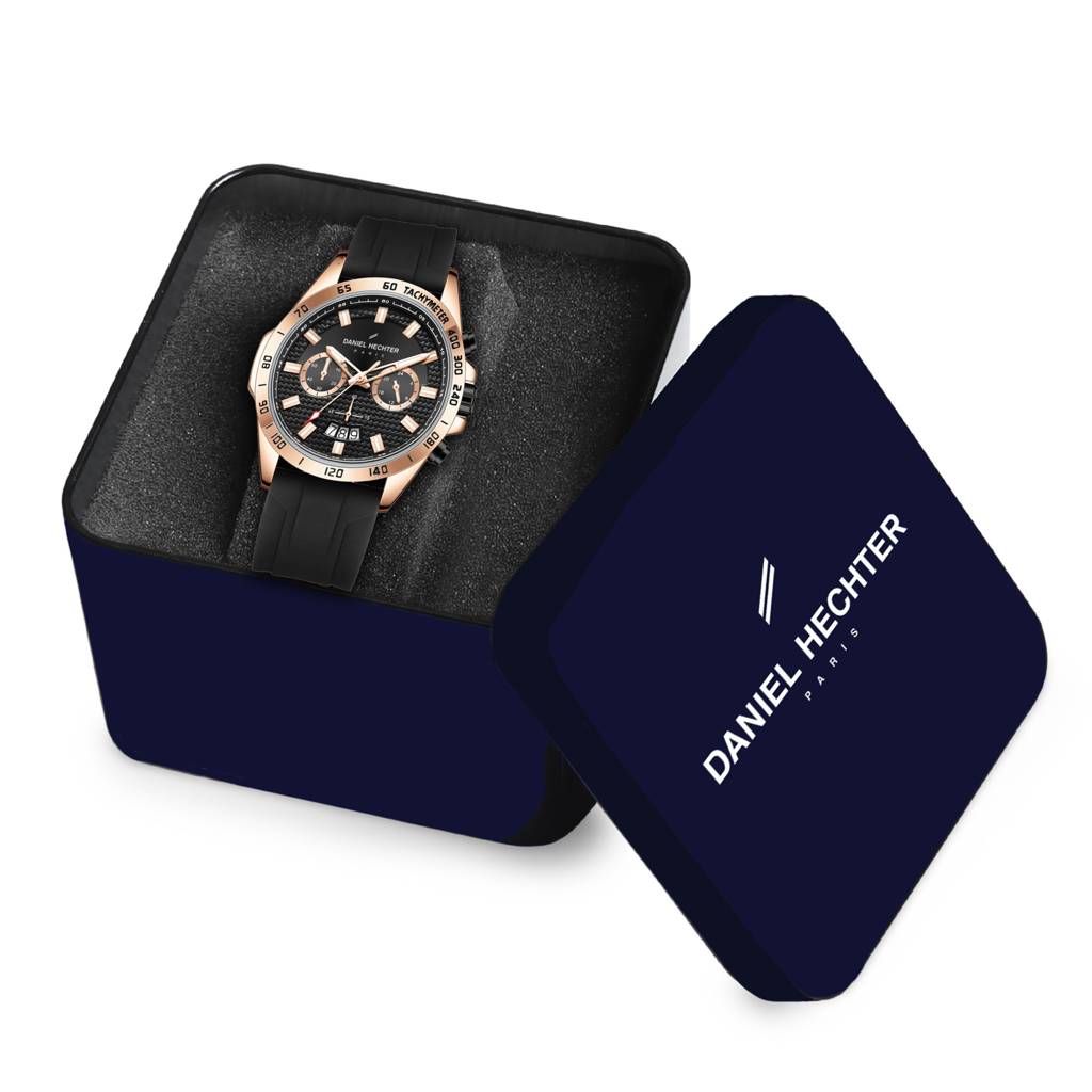 Daniel Hechter Paris Pantheon Collection Pantheon Collection Unique Multifunctional Watch For Men With Textured R : DHM1010-01