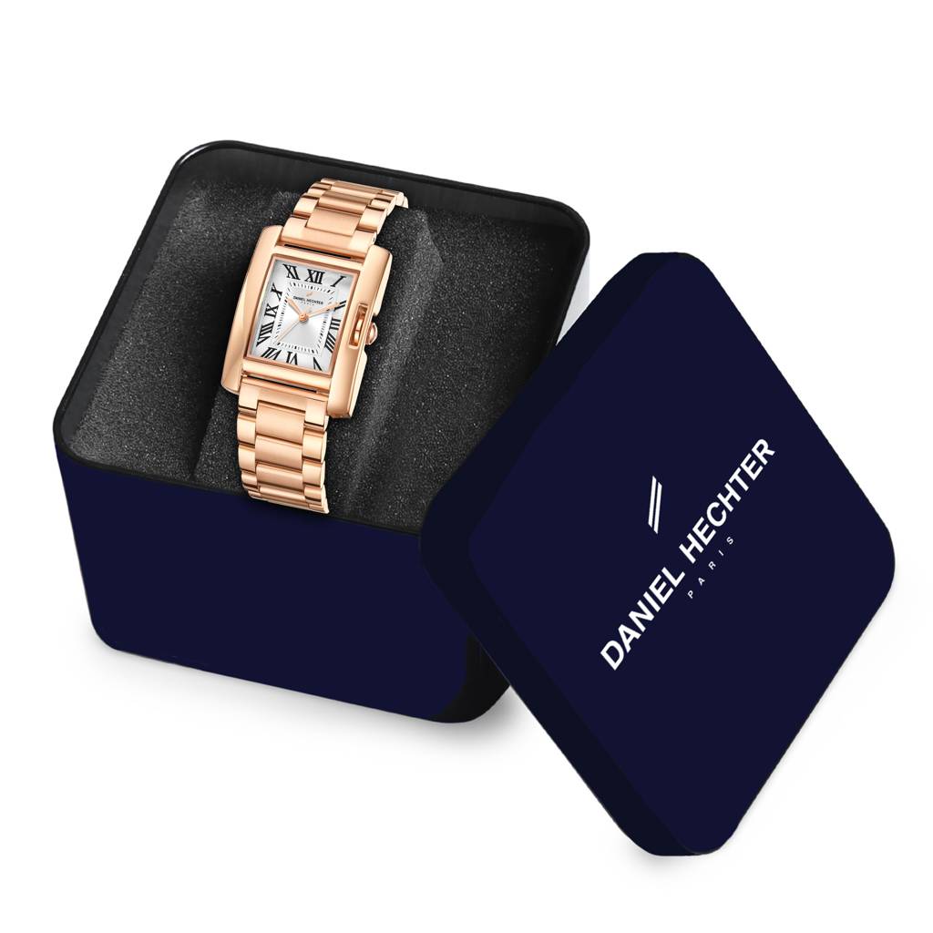 Daniel Hechter Paris Opera Collection Square Dial Watch For Women With Roman Indices And Stainless Steel Strap-Dh : DHW2004-33
