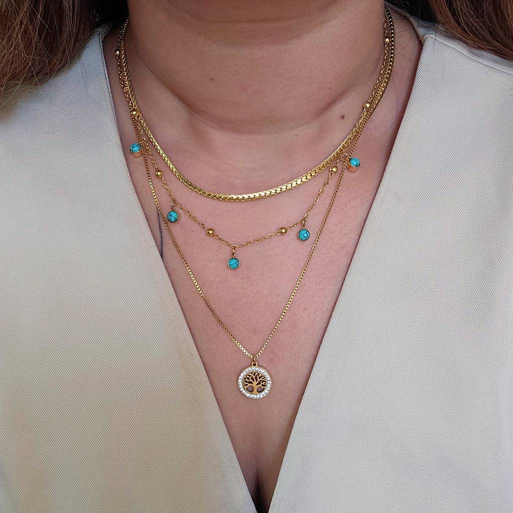 Dream Triple Layered Necklace Gold Stainless Steel