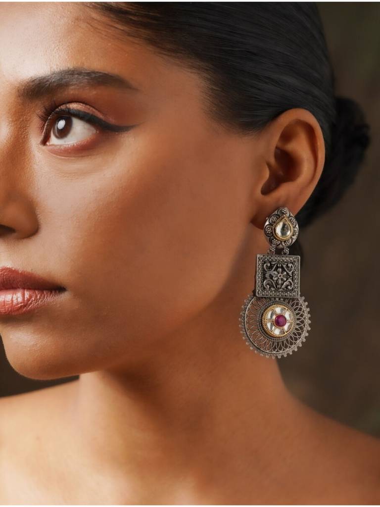 High Quality Dualtone Plated Earring : DualToneEarring12(190)