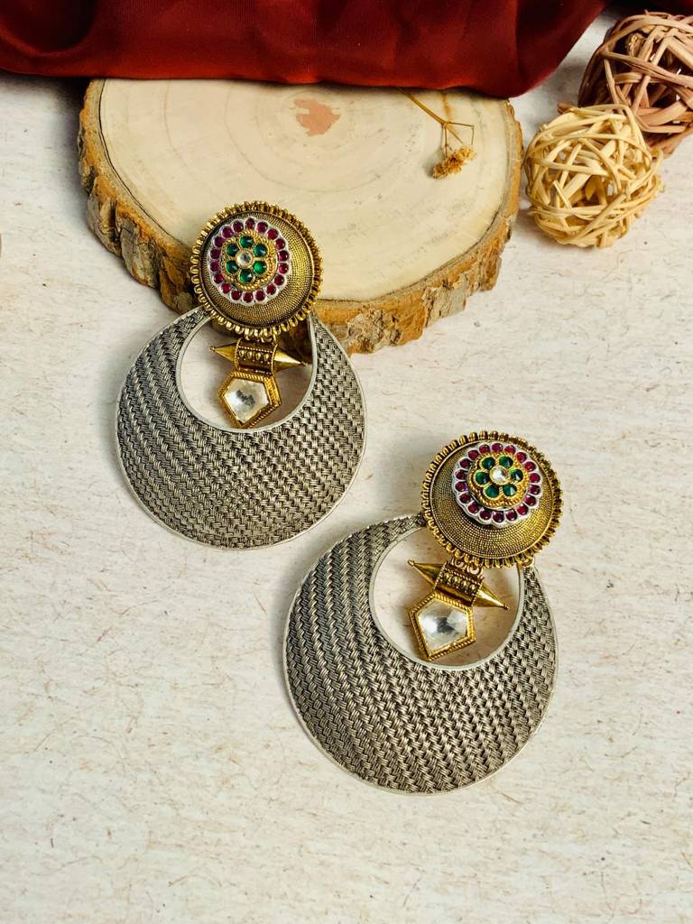 Charming Dual Tone Earrings For Women : DualToneEarring21(285)