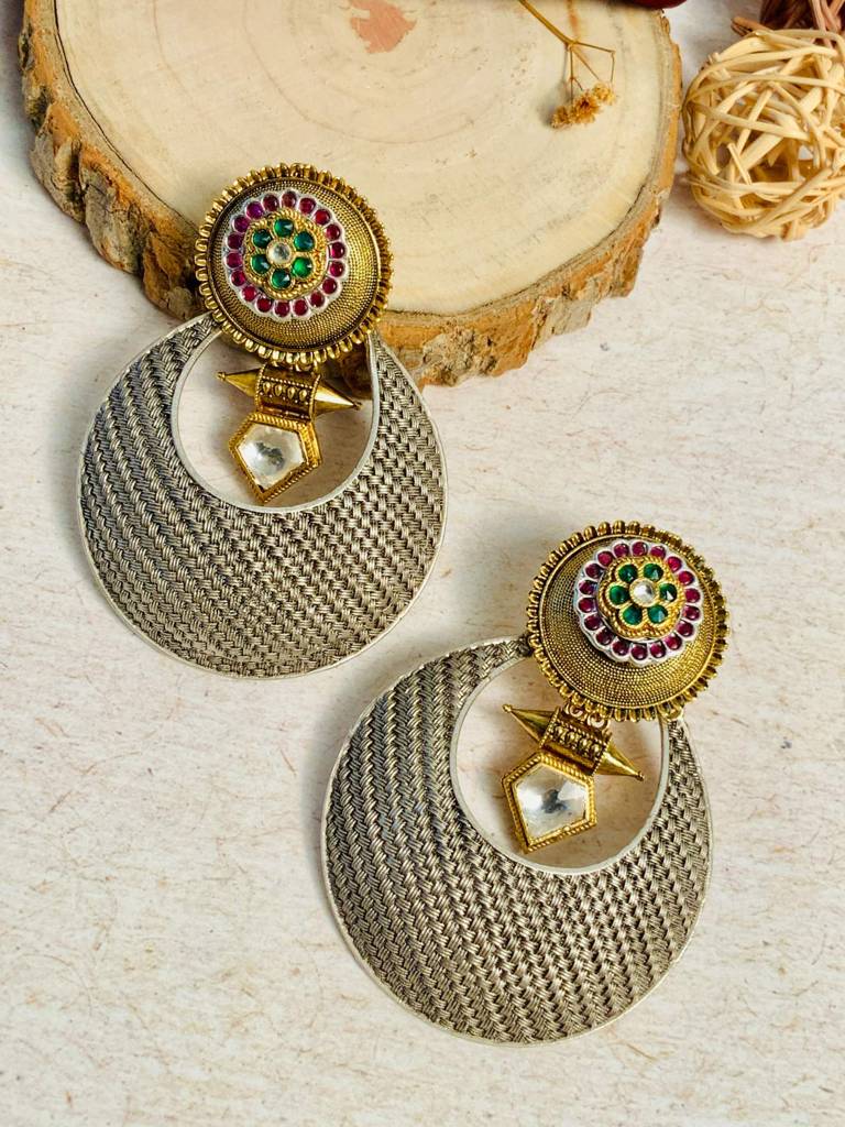 Charming Dual Tone Earrings For Women : DualToneEarring21(285)