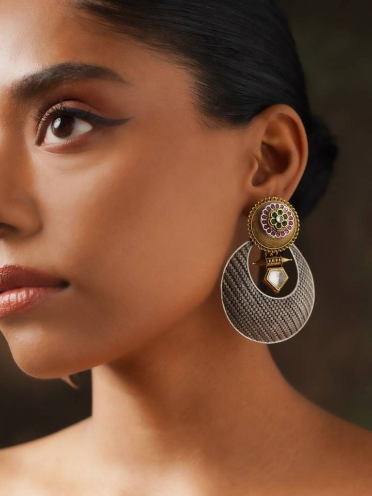 Charming Dual Tone Earrings For Women : DualToneEarring21(285)