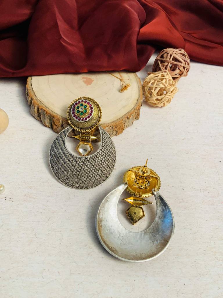 Charming Dual Tone Earrings For Women : DualToneEarring21(285)