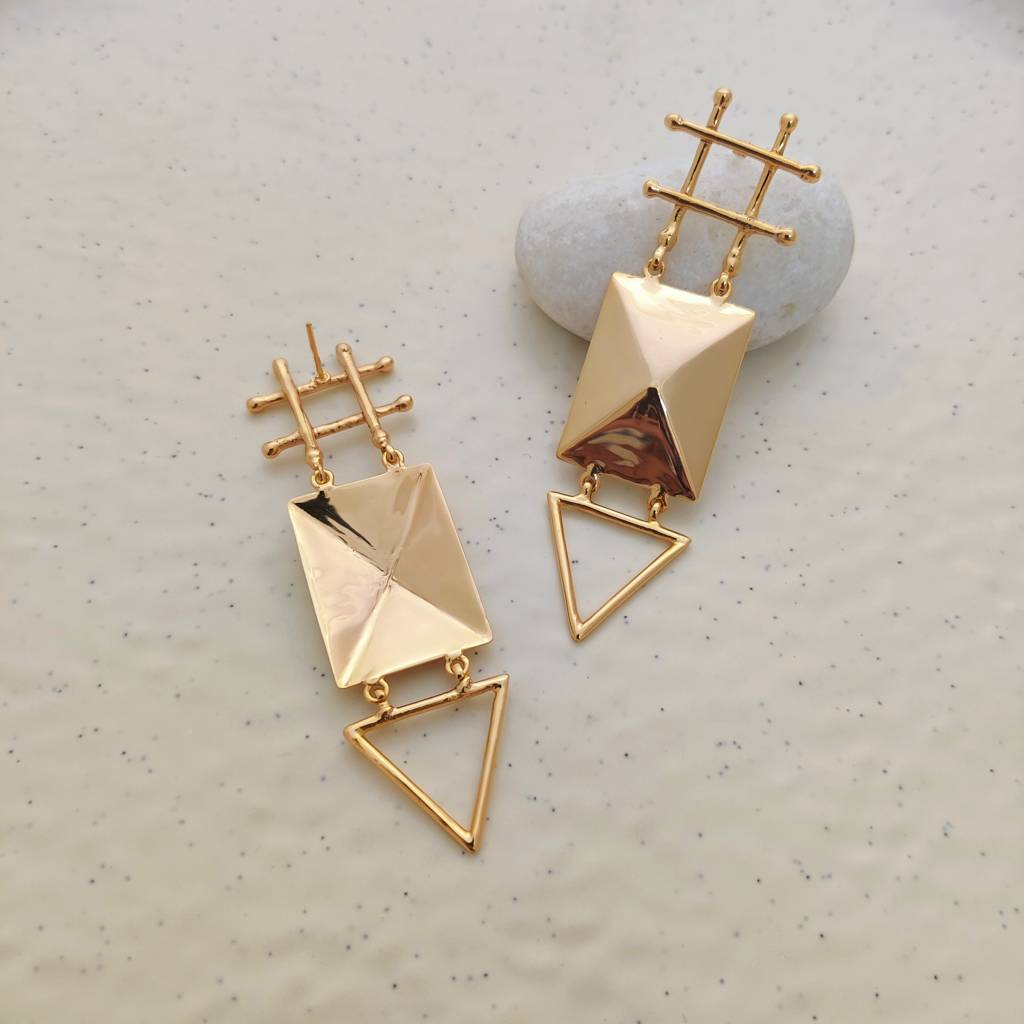 Trirect & Hash Earrings : E-379