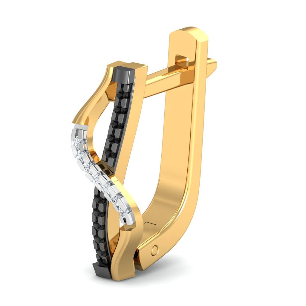 KuberBox 18K Yellow Gold Saveria Black Diamond Hoops