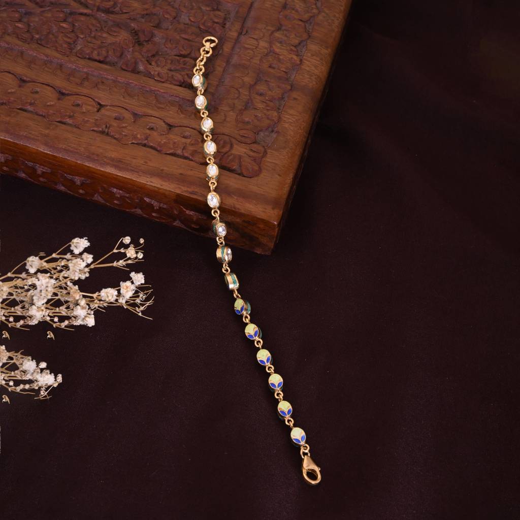 Sitara Bracelet In Jadau With Meenakari : E-BRA-115