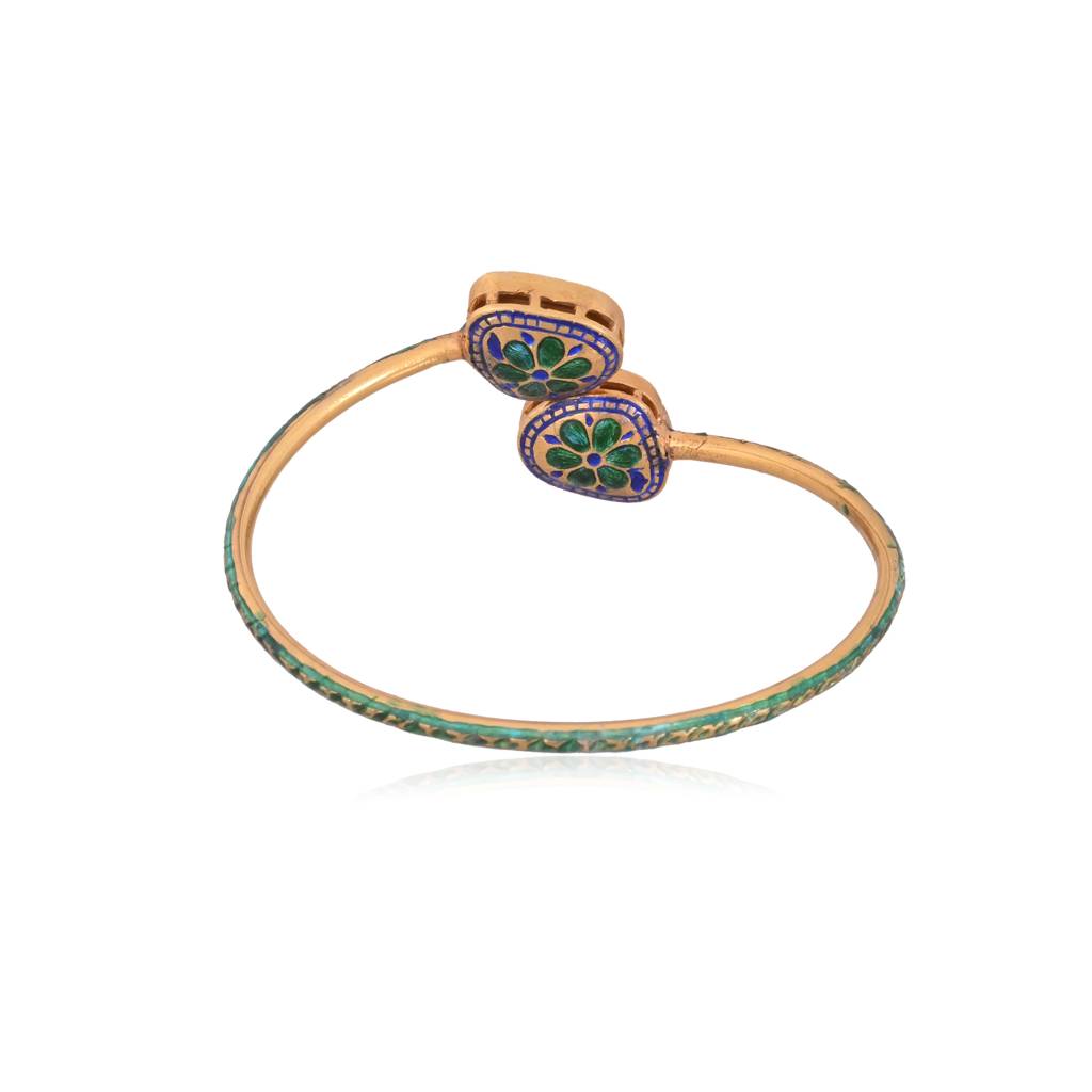 Nysa Flexi Tube Bracelet In Jadau With Meenakari : E-BRA-121