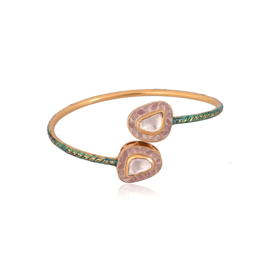 Nysa Flexi Tube Bracelet In Jadau With Meenakari : E-BRA-121