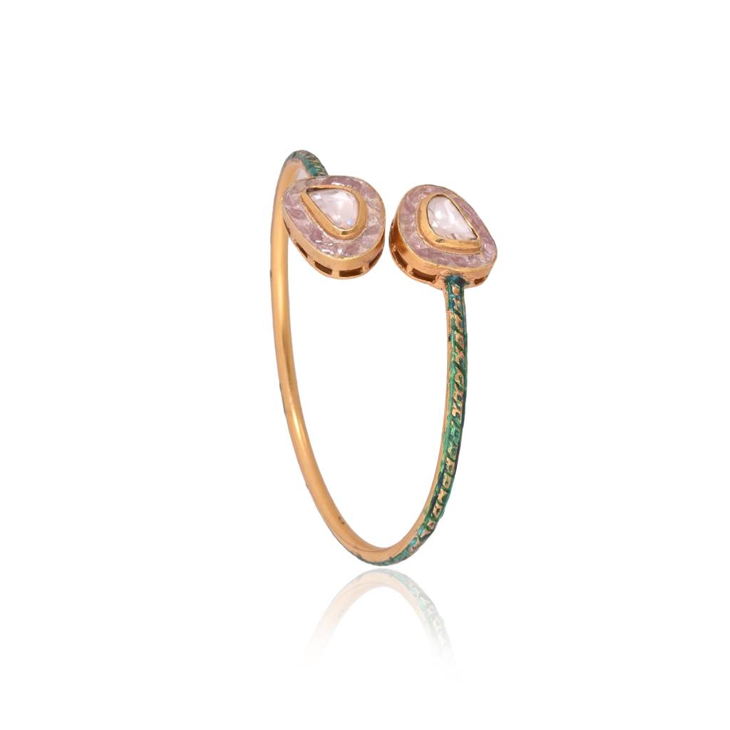 Nysa Flexi Tube Bracelet In Jadau With Meenakari : E-BRA-121