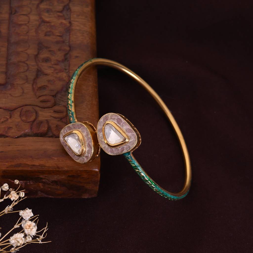 Nysa Flexi Tube Bracelet In Jadau With Meenakari : E-BRA-121