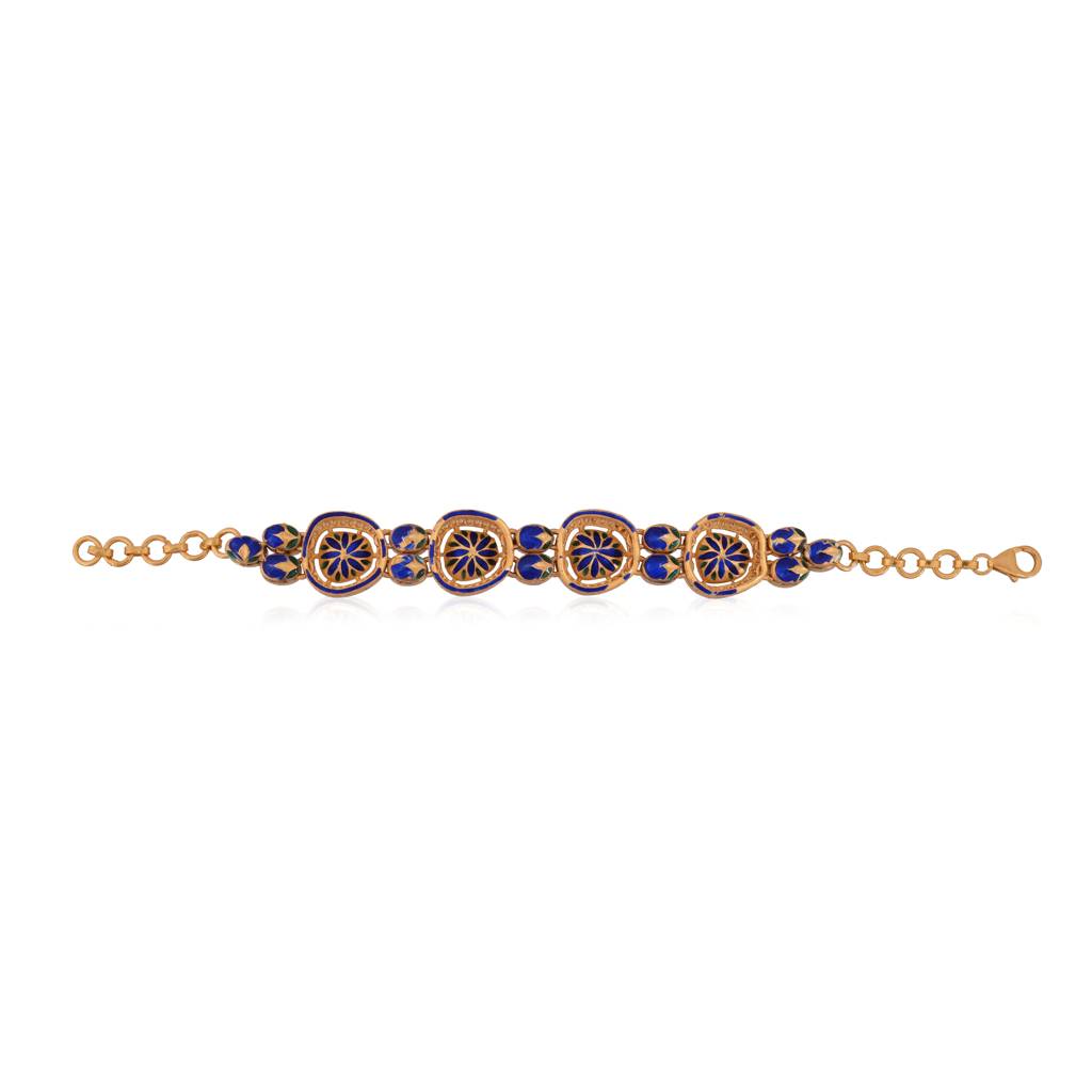 Zyrah Polki Bracelet In Jadau With Meenakari : E-BRA-126