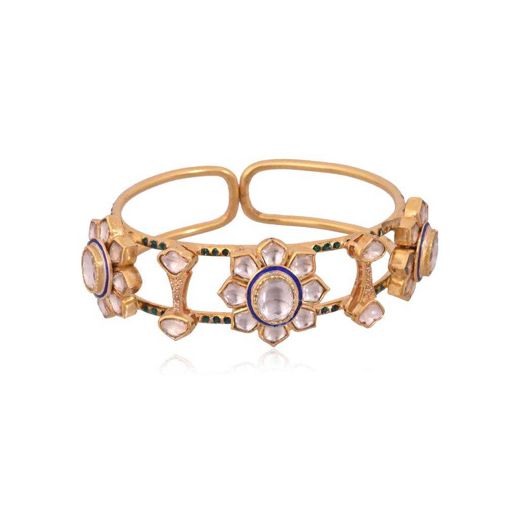 Aurelia Cuff Bracelet In Jadau With Meenakari : E-BRA-130