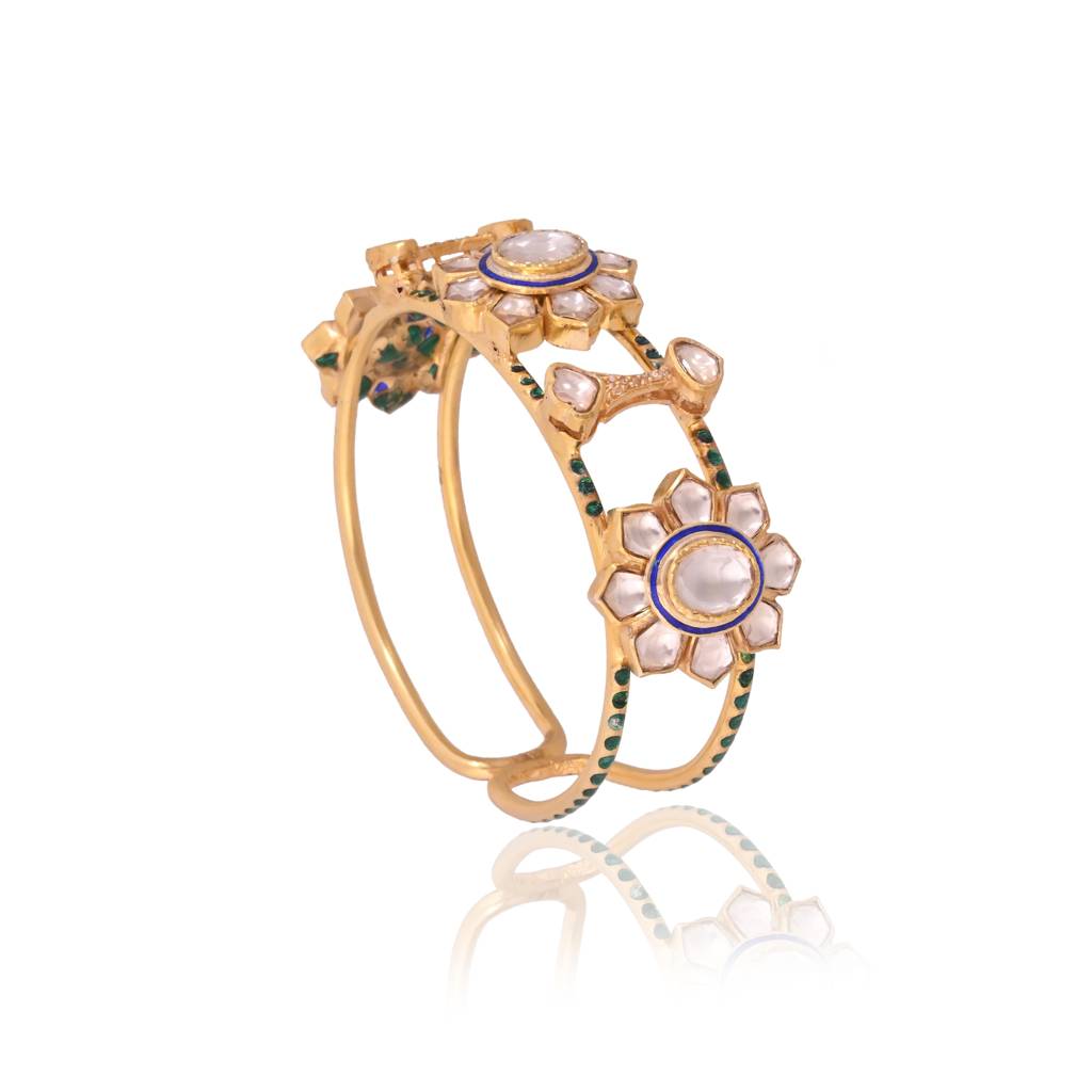 Aurelia Cuff Bracelet In Jadau With Meenakari : E-BRA-130
