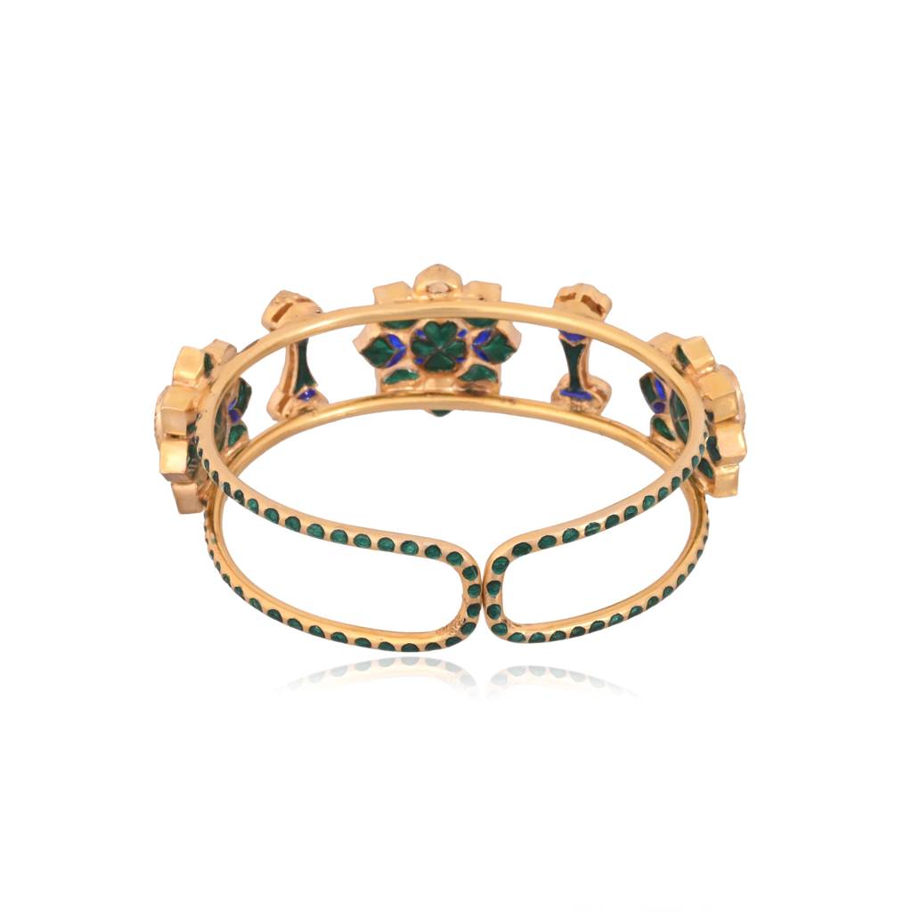 Aurelia Cuff Bracelet In Jadau With Meenakari : E-BRA-130