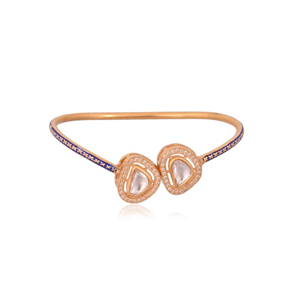 Celeste Cuff Bracelet In Jadau With Meenakari : E-BRA-132