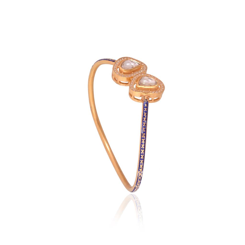 Celeste Cuff Bracelet In Jadau With Meenakari : E-BRA-132