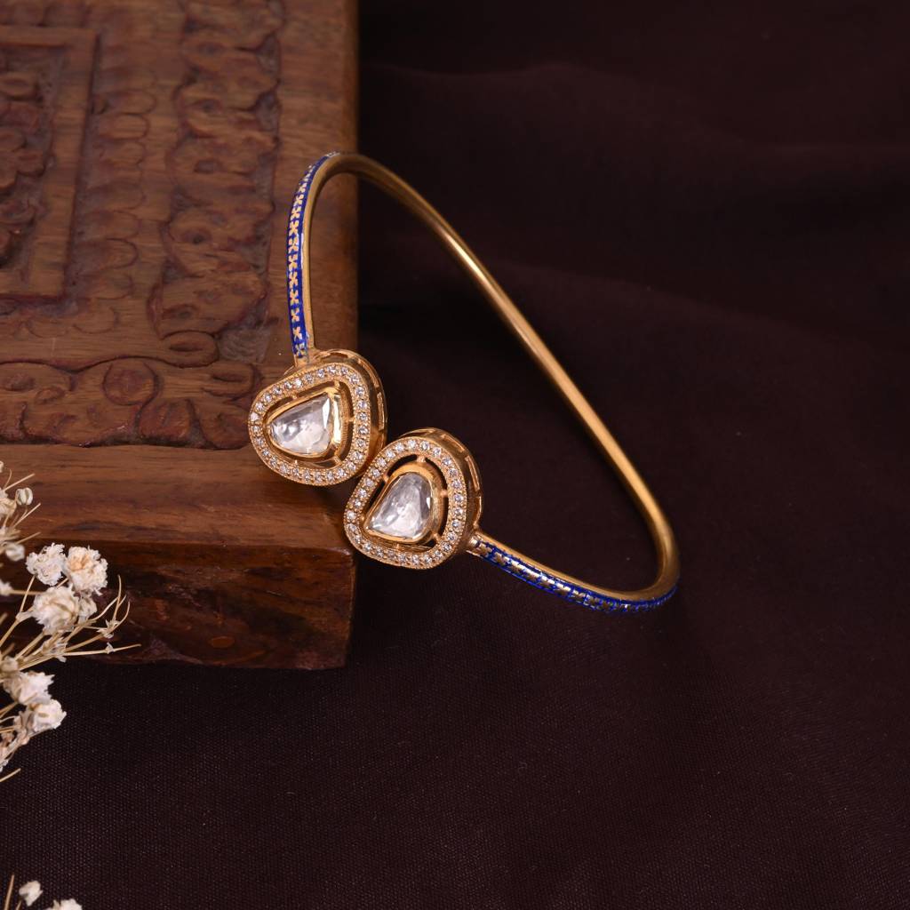 Celeste Cuff Bracelet In Jadau With Meenakari : E-BRA-132