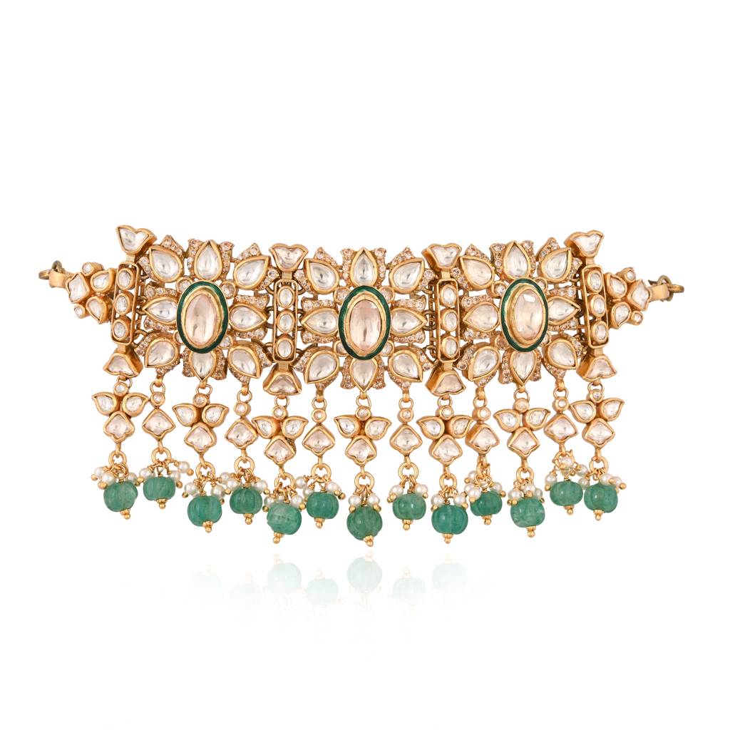 Gul Mehal Jadau Choker Set With Meenakari : E-CH-24