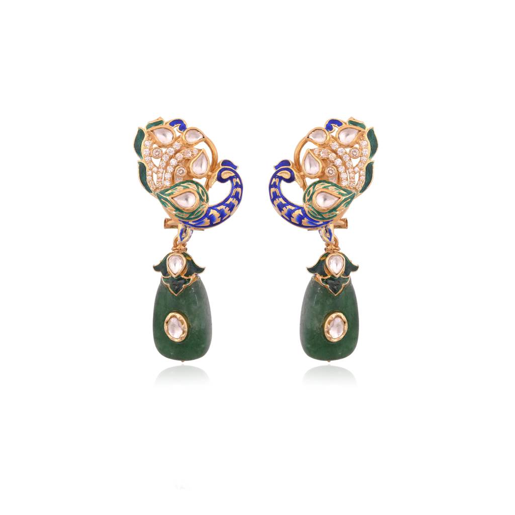 Mayura Moissanite Drop Earrings : E-E-119