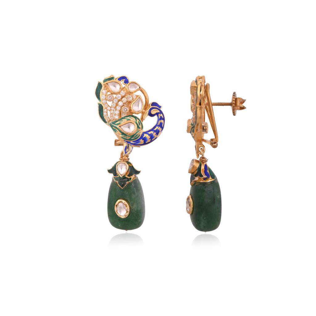 Mayura Moissanite Drop Earrings : E-E-119