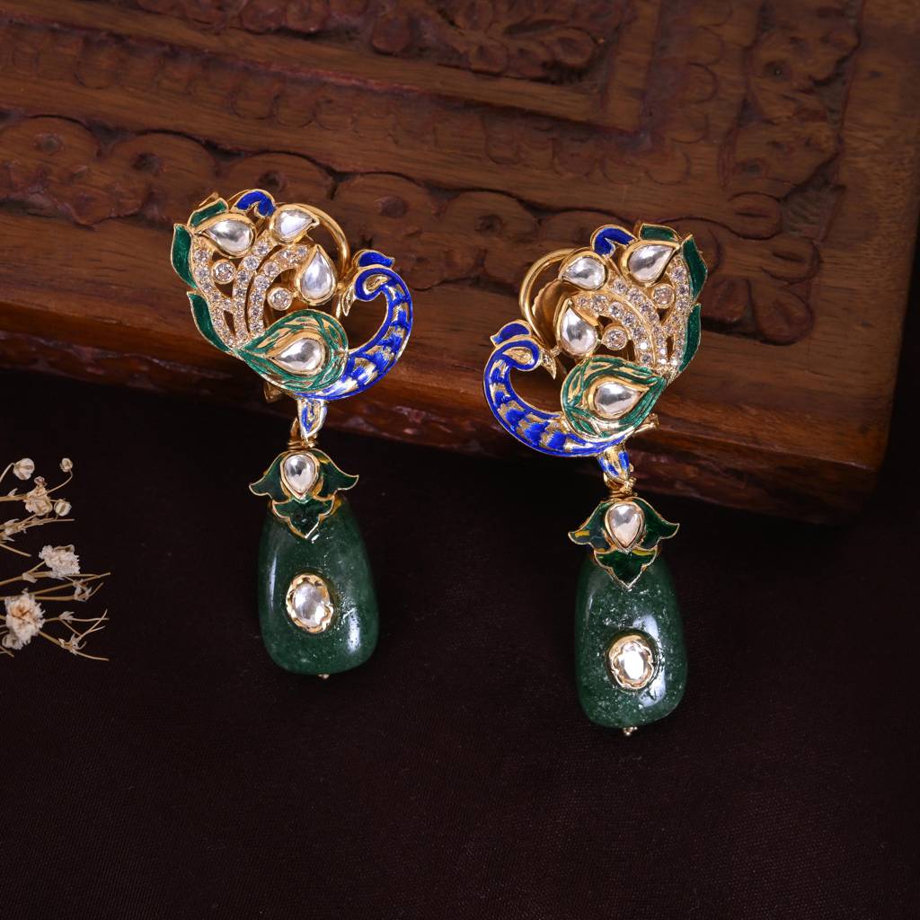 Mayura Moissanite Drop Earrings : E-E-119