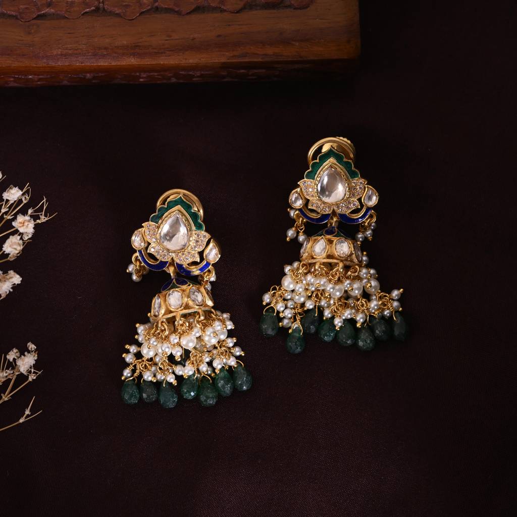 Nizami Noor Meenakari Jadau Jhumki Earrings : E-J-101