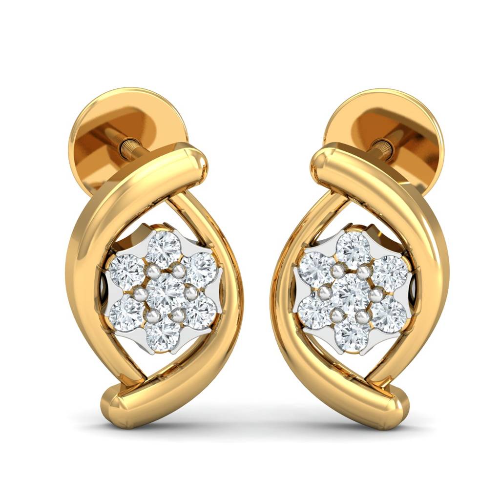 KuberBox 18K Yellow Gold Eavana Stud Earrings