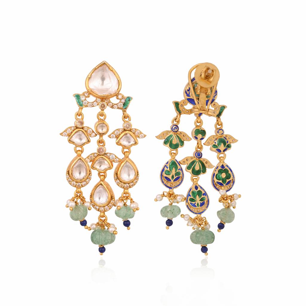 Padmavalli Line Necklace In Jadau With Real Meenakari : E-L-10