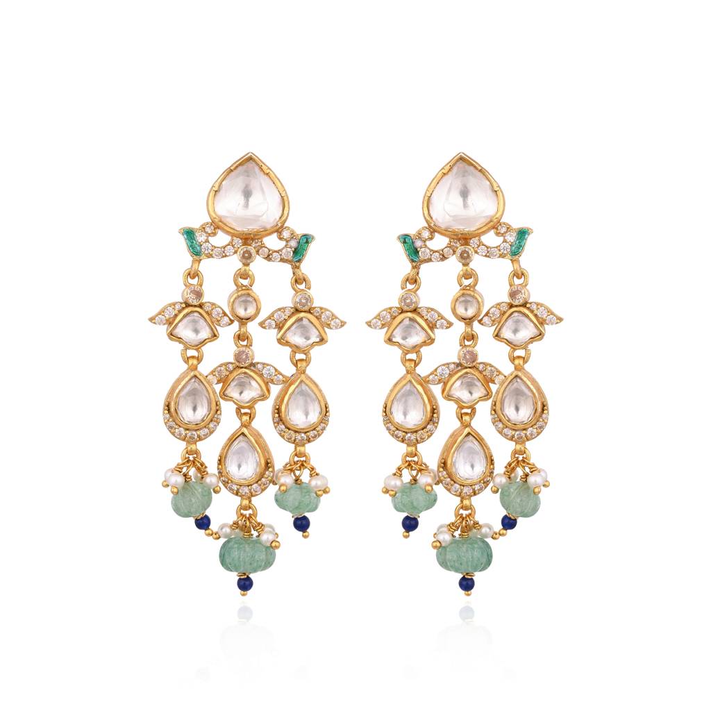 Padmavalli Line Necklace In Jadau With Real Meenakari : E-L-10