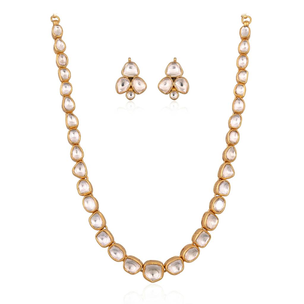 Kanak Single Line Neutral Necklace In Jadau With Real Meenakari : E-L-14