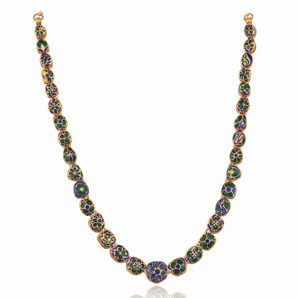 Kanak Single Line Neutral Necklace In Jadau With Real Meenakari : E-L-14
