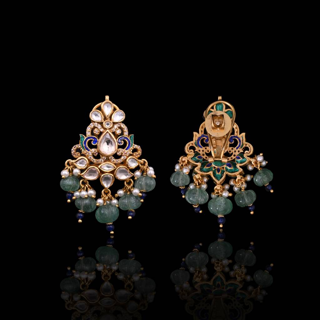 Indrakshi Intricate Jadau Pendent Set With Real Meenakari : E-P-07