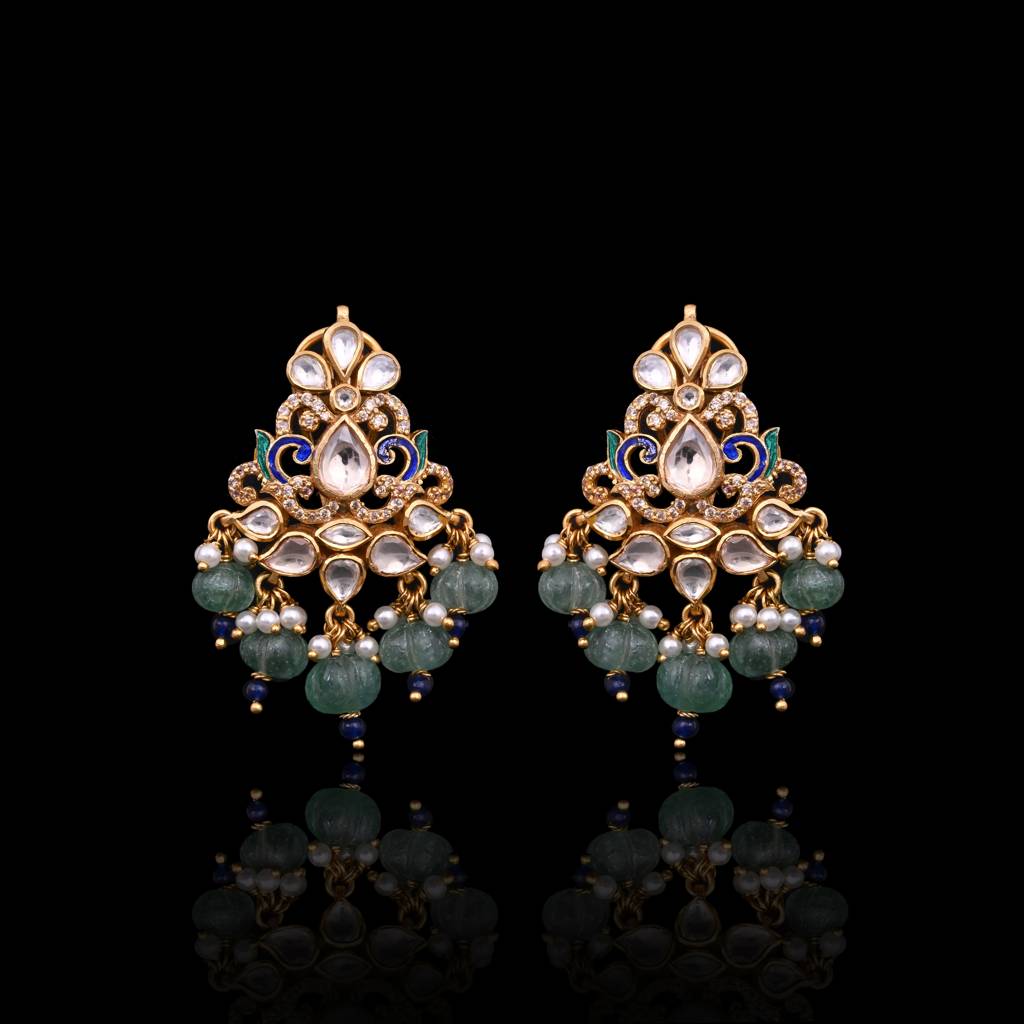 Indrakshi Intricate Jadau Pendent Set With Real Meenakari : E-P-07