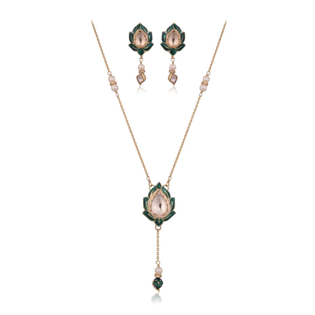 Padma Meenakari Drop Pendant : E-P-120