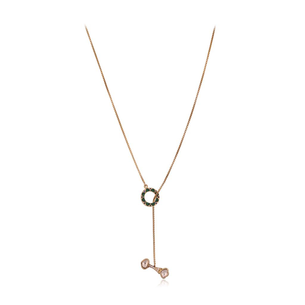 Taru Toggle Lock Pendent In Jadau With Meenakari : E-P-130
