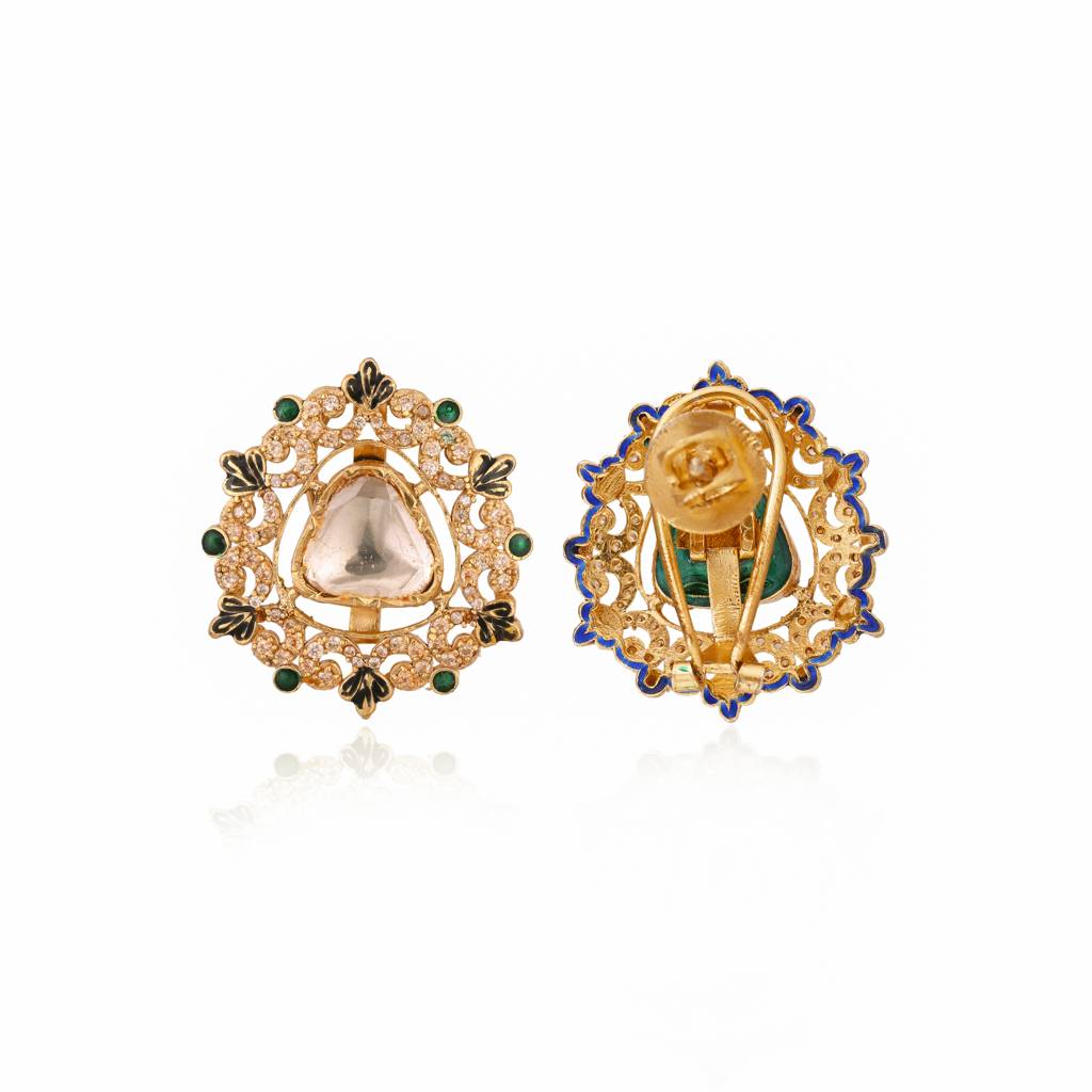 Vilasita Minimal Jadau Pendent Set With Real Meenakari : E-P-16