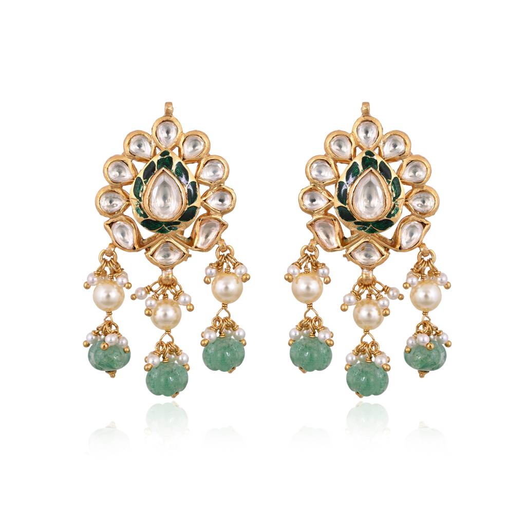 Arohi Traditional Jadau Pendent Set With Real Meenakari : E-P-18