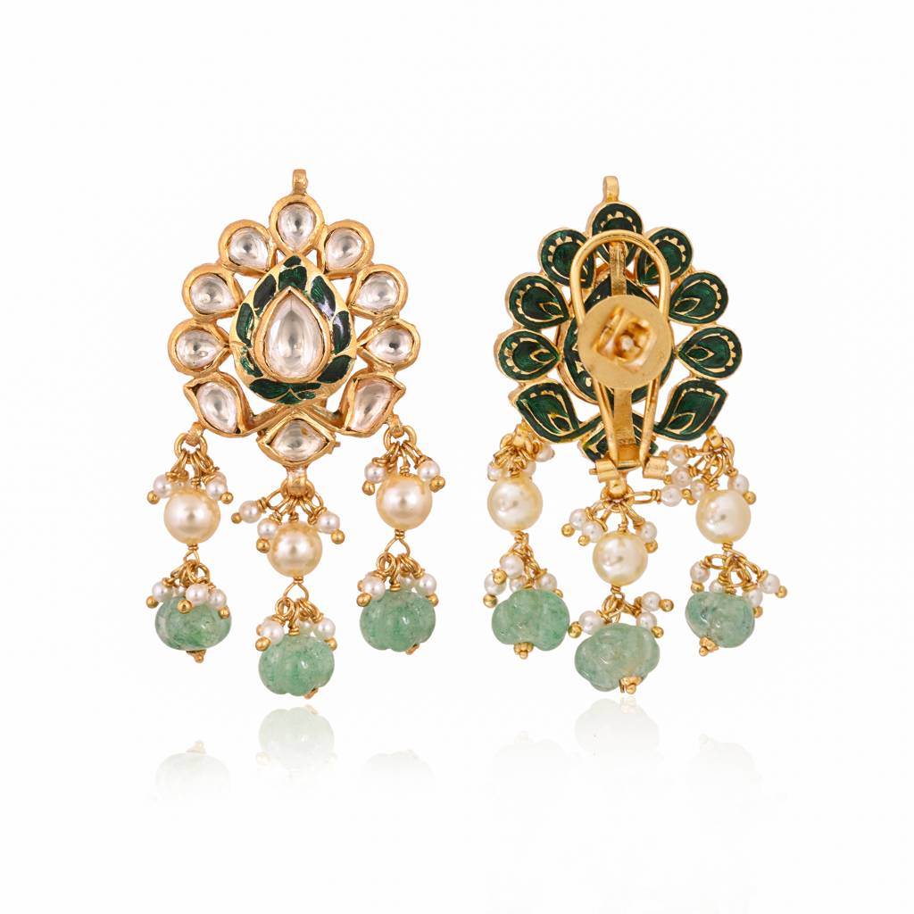 Arohi Traditional Jadau Pendent Set With Real Meenakari : E-P-18