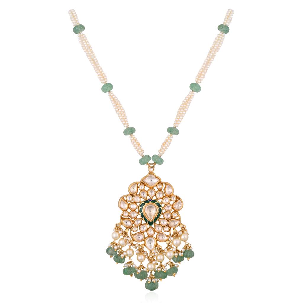 Arohi Traditional Jadau Pendent Set With Real Meenakari : E-P-18