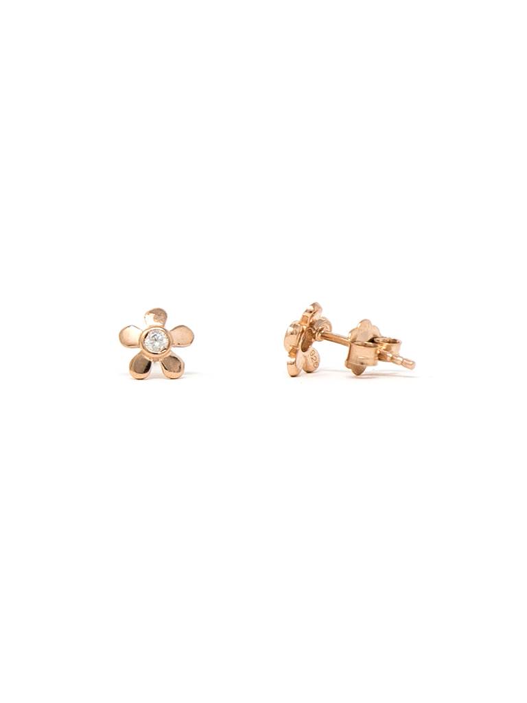 Cute Little Flower Gold Plated Sterling Silver Stud Earrings : MZRES645D1520