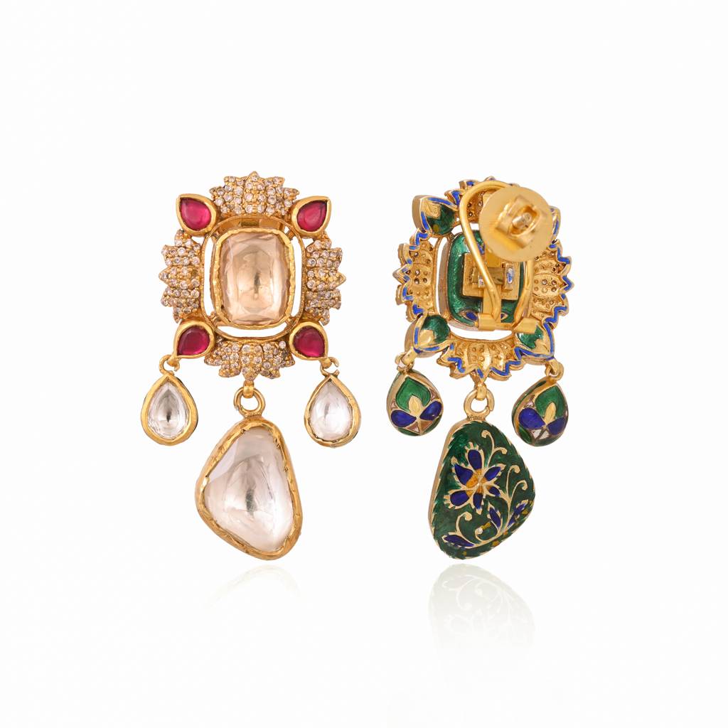 Sitara Jadau Earrings With Real Meenakari : E-S-02