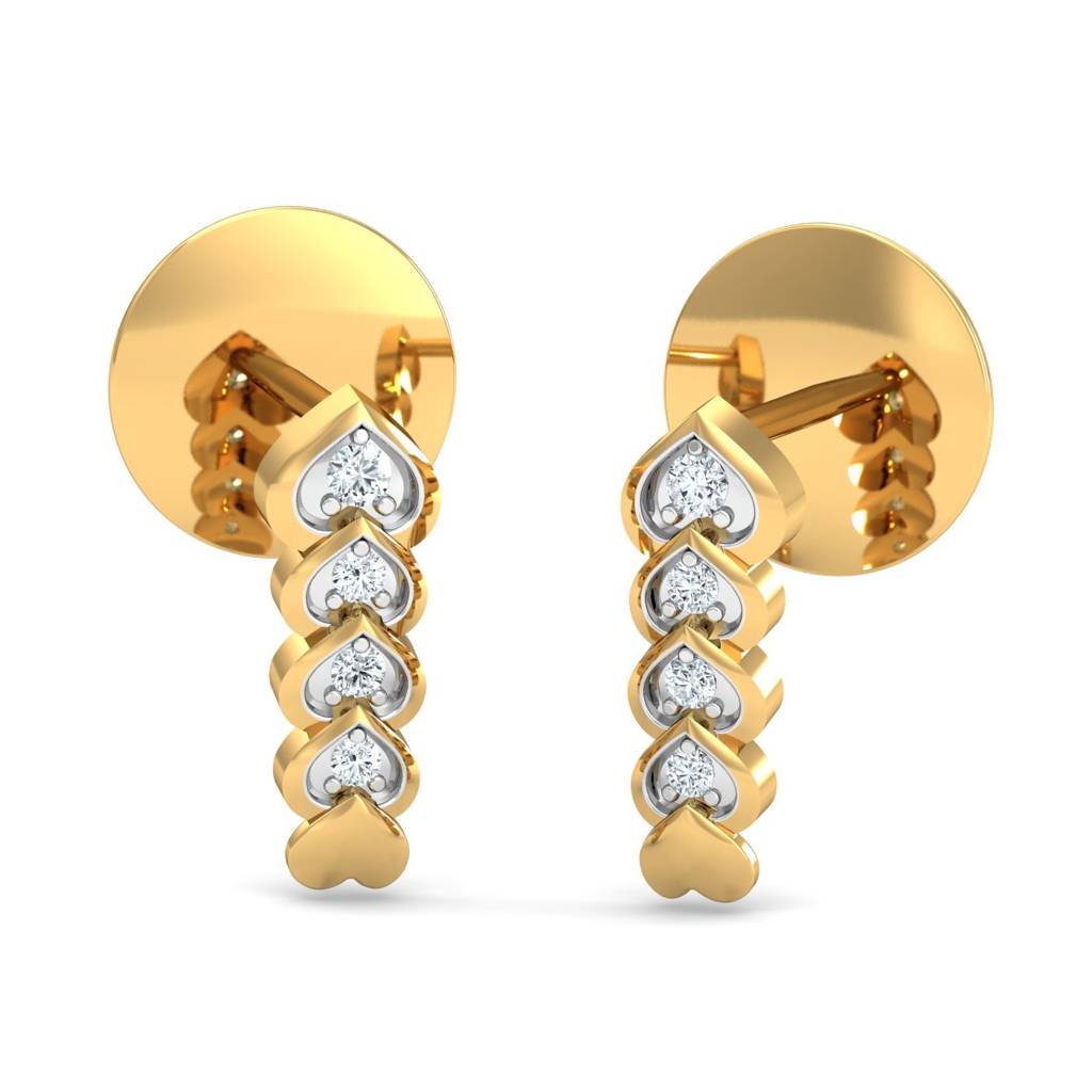 KuberBox 18K Yellow Gold Basira Heart Earrings