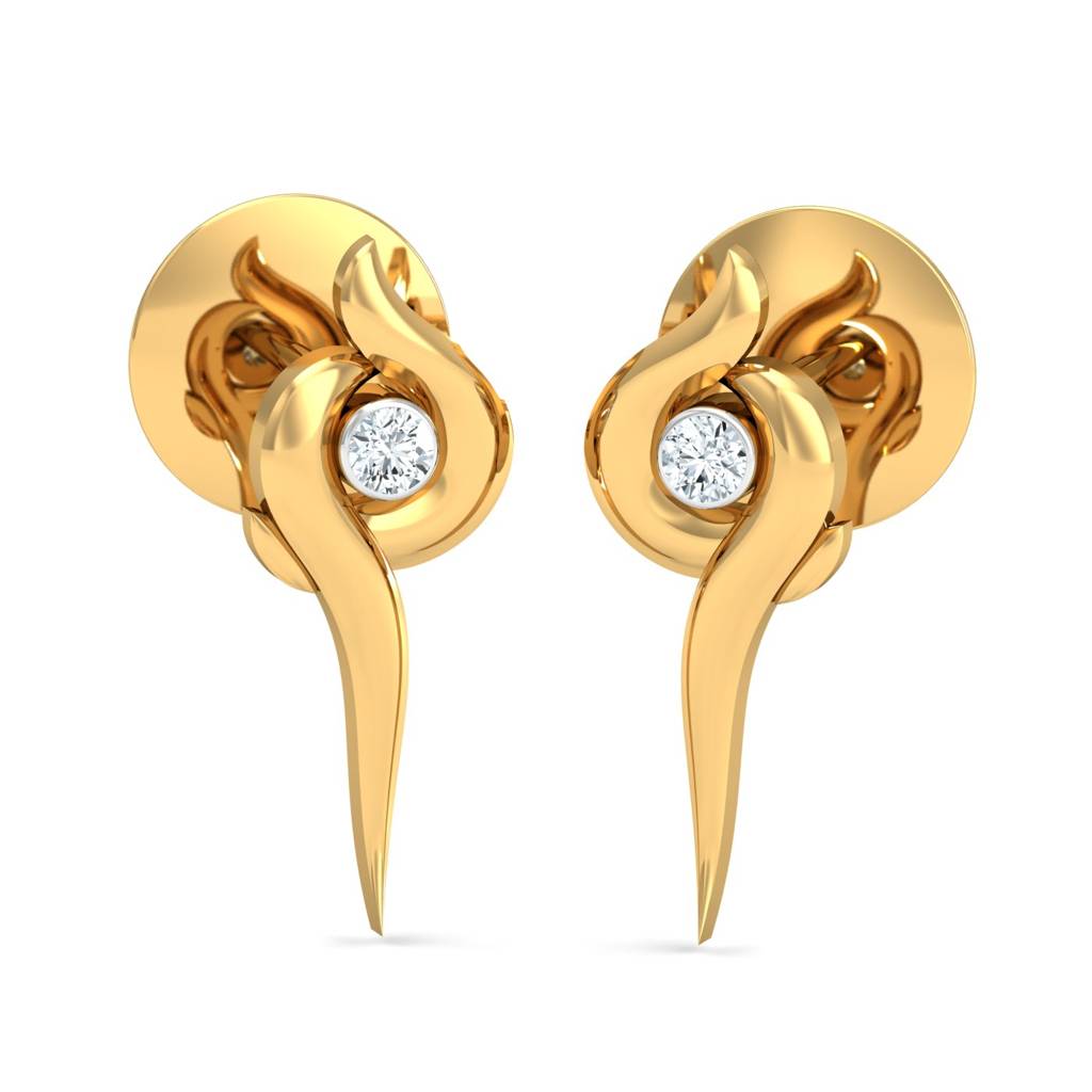 KuberBox 18K Yellow Gold Captive Diamond Earrings