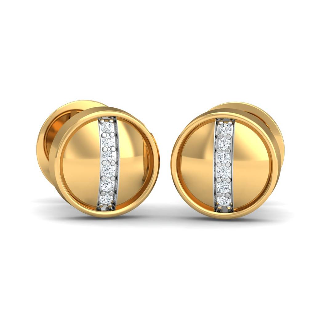 KuberBox 18K Yellow Gold Bahiga Button Earrings