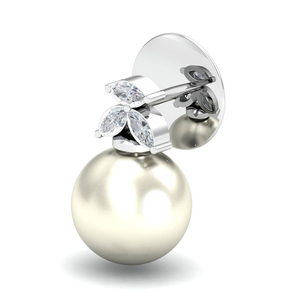 KuberBox 18K White Gold FAIZA Pearl Earrings