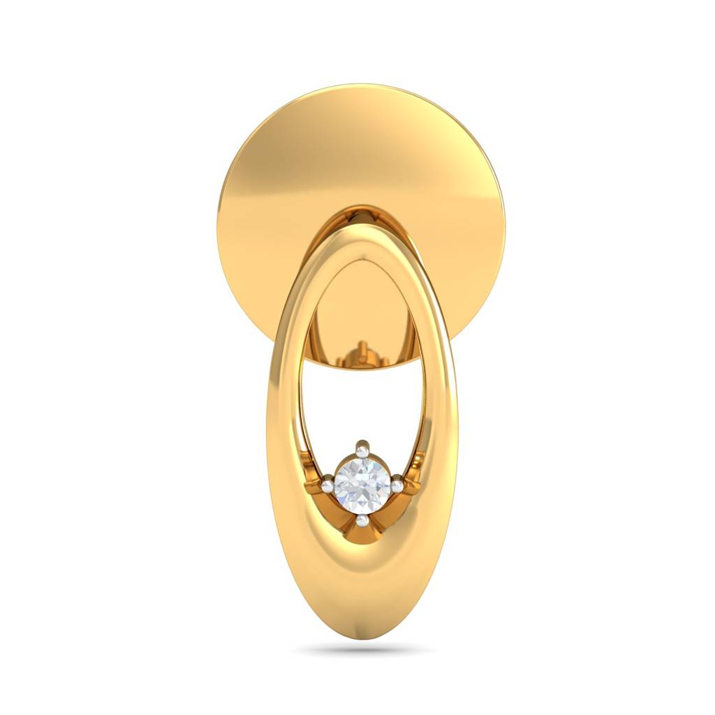 KuberBox 18K Yellow Gold Dazzle Oval Stud Earrings