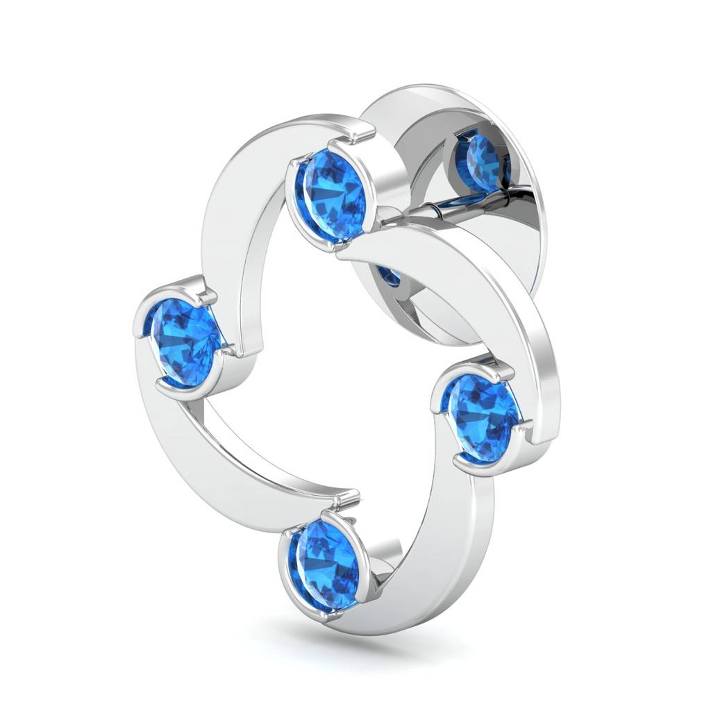 KuberBox 18K White Gold Blue Beauty Topaz Earrings