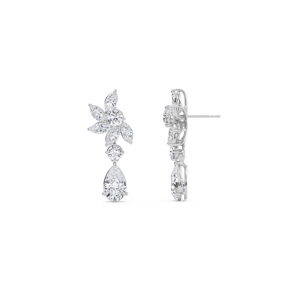 Flora Cluster Drop Lab Grown Diamond Gold Earrings : E00010SE1006_3_2E18WDEFVSL